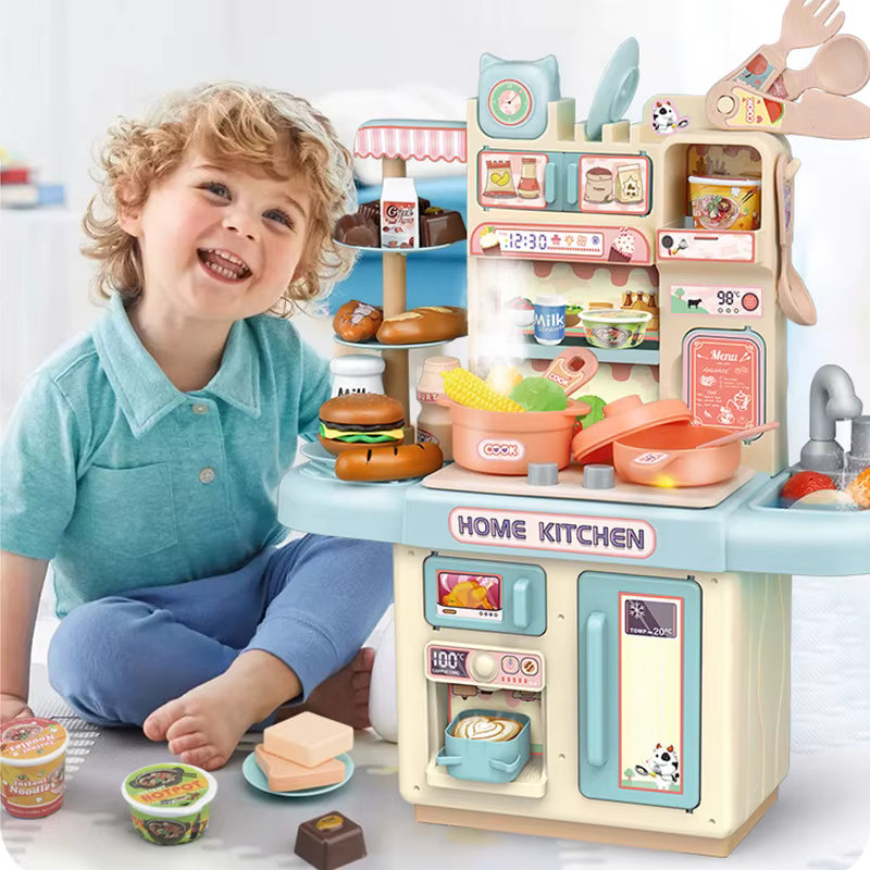 Realistic Mini Dream Kitchen with Light Spray | Food Table Cooking Kitchen Set