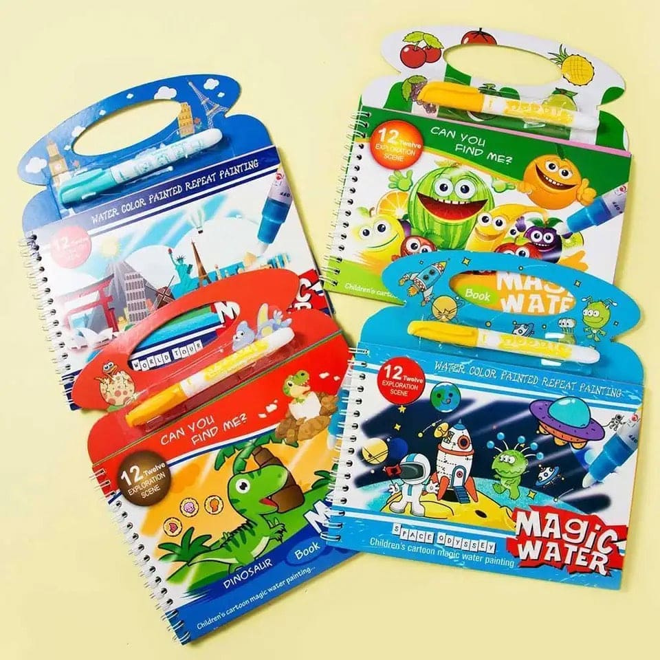Magic Water Drawing Coloring Book | Reusable Doodle Book with Pen