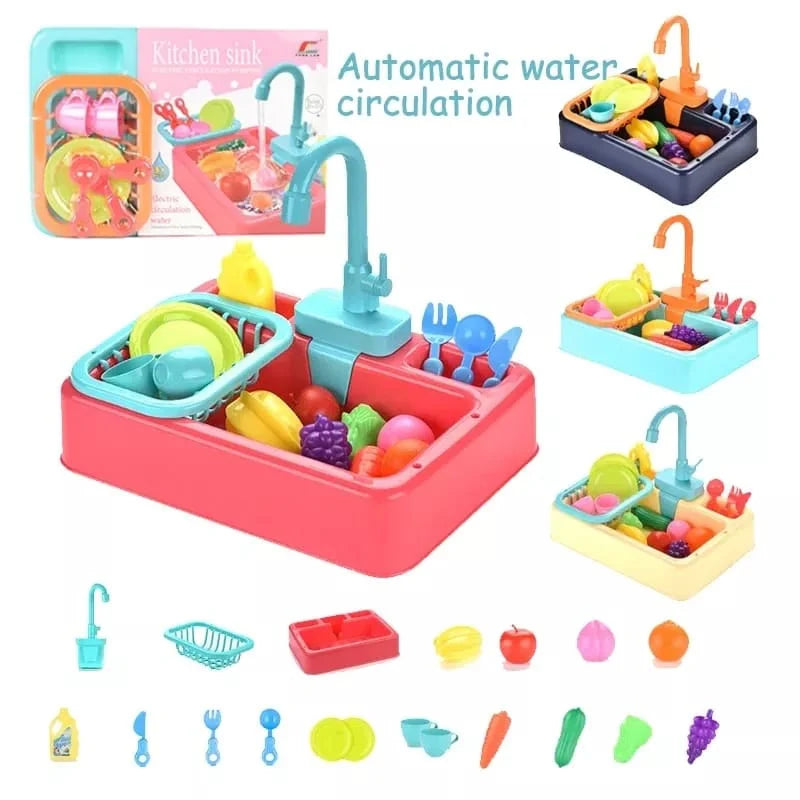 Kitchen Sink Electric | Dishwasher Kitchen Sink toy with Running Water