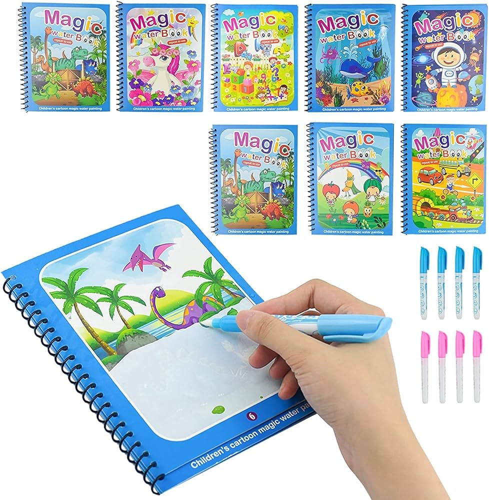 Magic Water Drawing Coloring Book | Reusable Doodle Book with Pen