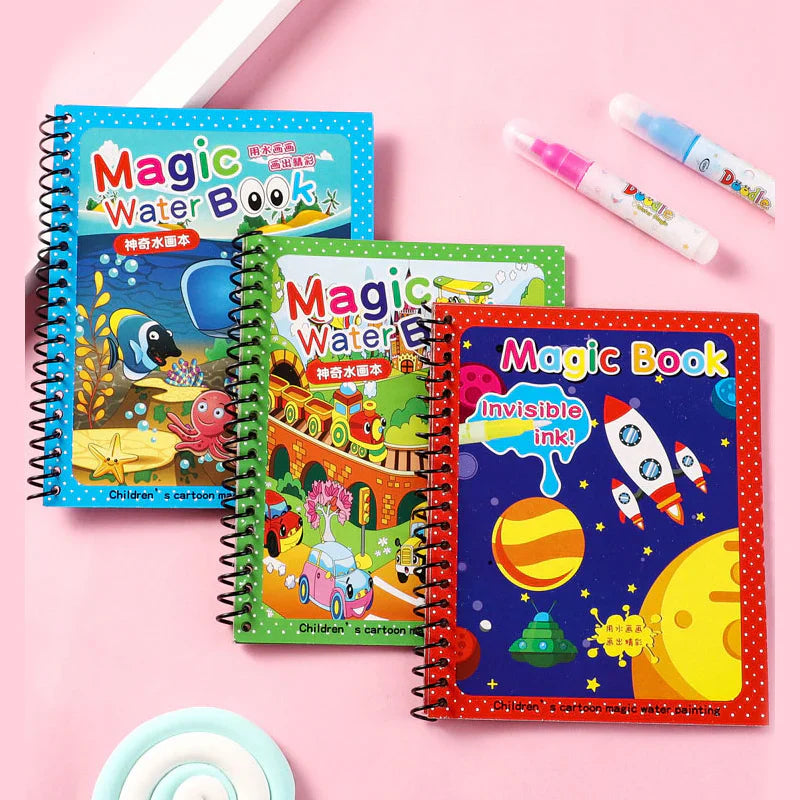 Magic Water Drawing Coloring Book | Reusable Doodle Book with Pen