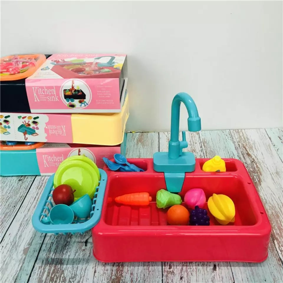 Kitchen Sink Electric | Dishwasher Kitchen Sink toy with Running Water