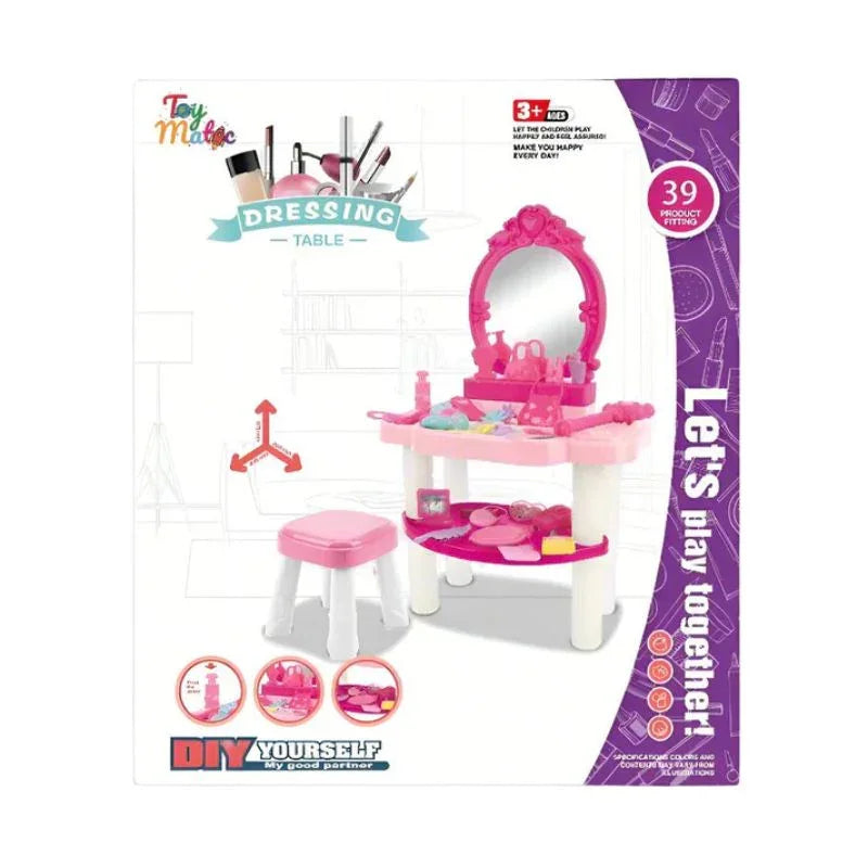 Toy Matic Dressing Table with Stool | Mini Dressing Table 39 pcs Play Set for Girls