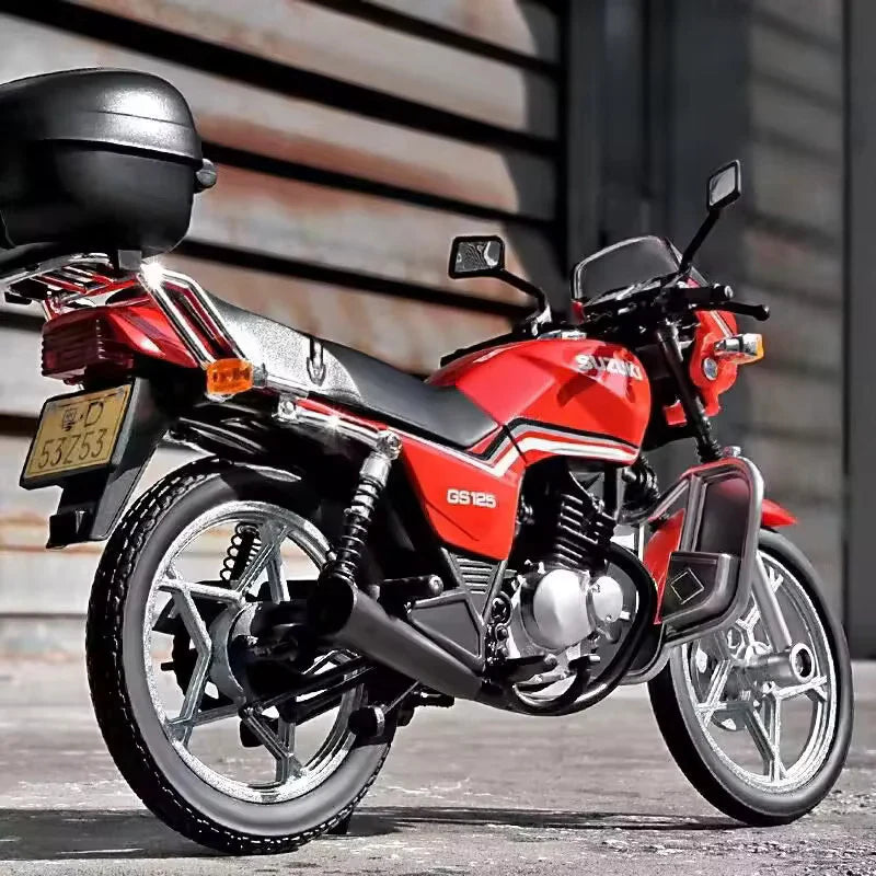 1:12 Diecast Suzuki GS125 Model Bike | Collectible Bike with Front Wheel Suspension & Lights, Sound
