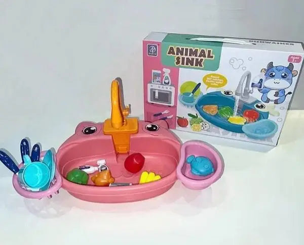 Animal Kitchen Sink with Running Water | Animal Wash Basin Play Water Toy for Kids