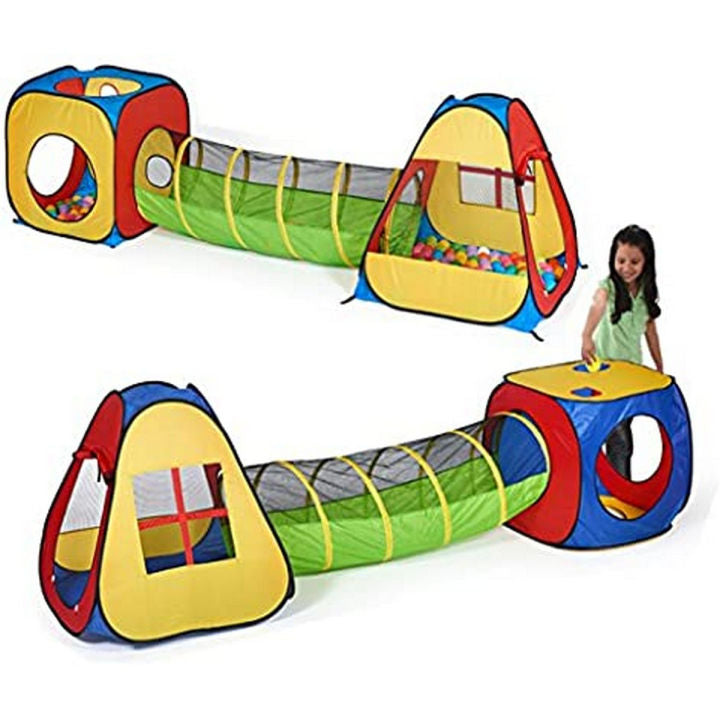 3in1 Kids Tunnel Tent House | Indoor Kids Foldable Playhouse With Tunnel