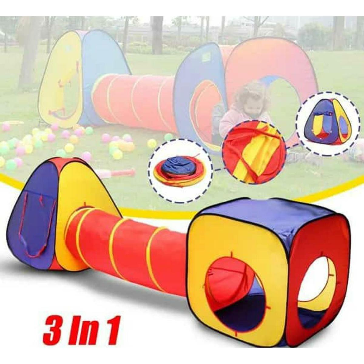 3in1 Kids Tunnel Tent House | Indoor Kids Foldable Playhouse With Tunnel