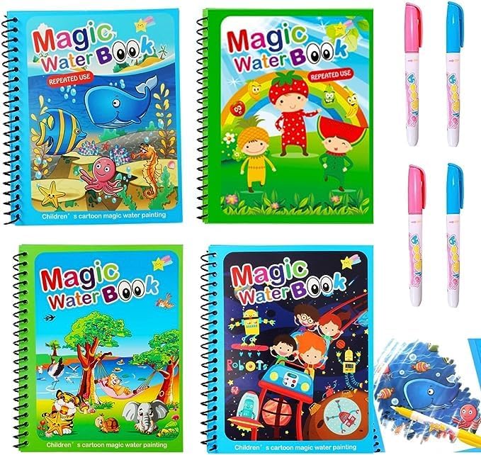 Magic Water Drawing Coloring Book | Reusable Doodle Book with Pen