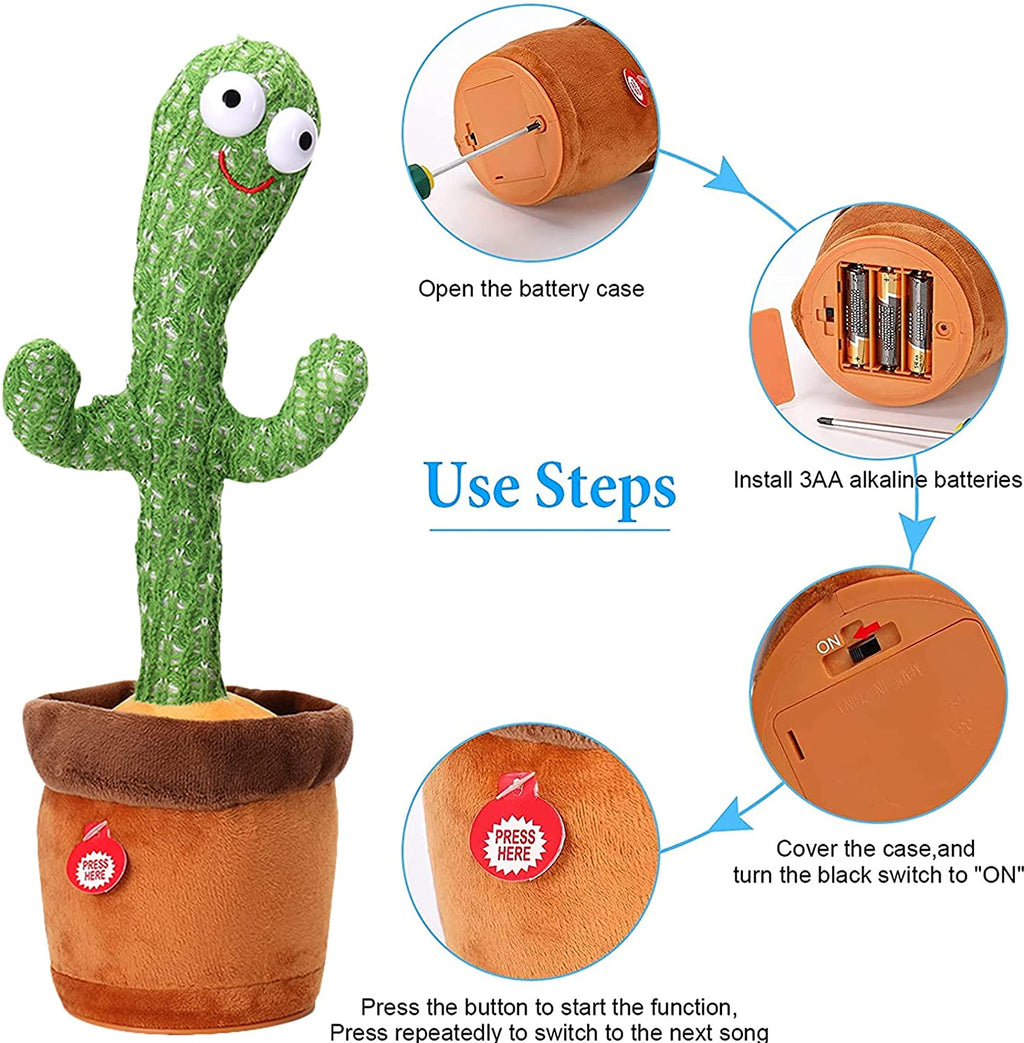 Dancing & Singing Cactus | Rechargeable Recording and Follow You Speak for Kids