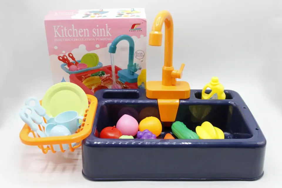 Kitchen Sink Electric | Dishwasher Kitchen Sink toy with Running Water