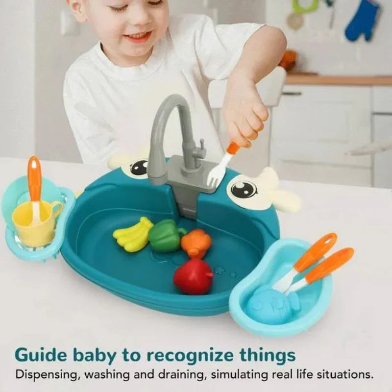 Animal Kitchen Sink with Running Water | Animal Wash Basin Play Water Toy for Kids