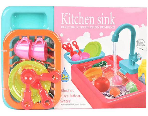 Kitchen Sink Electric | Dishwasher Kitchen Sink toy with Running Water
