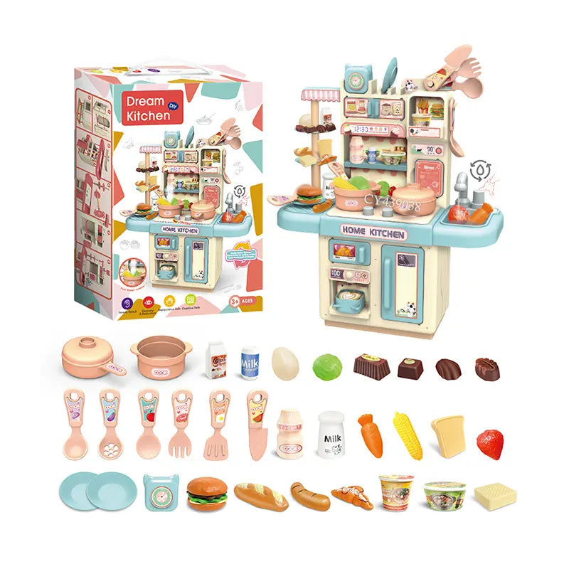 Realistic Mini Dream Kitchen with Light Spray | Food Table Cooking Kitchen Set