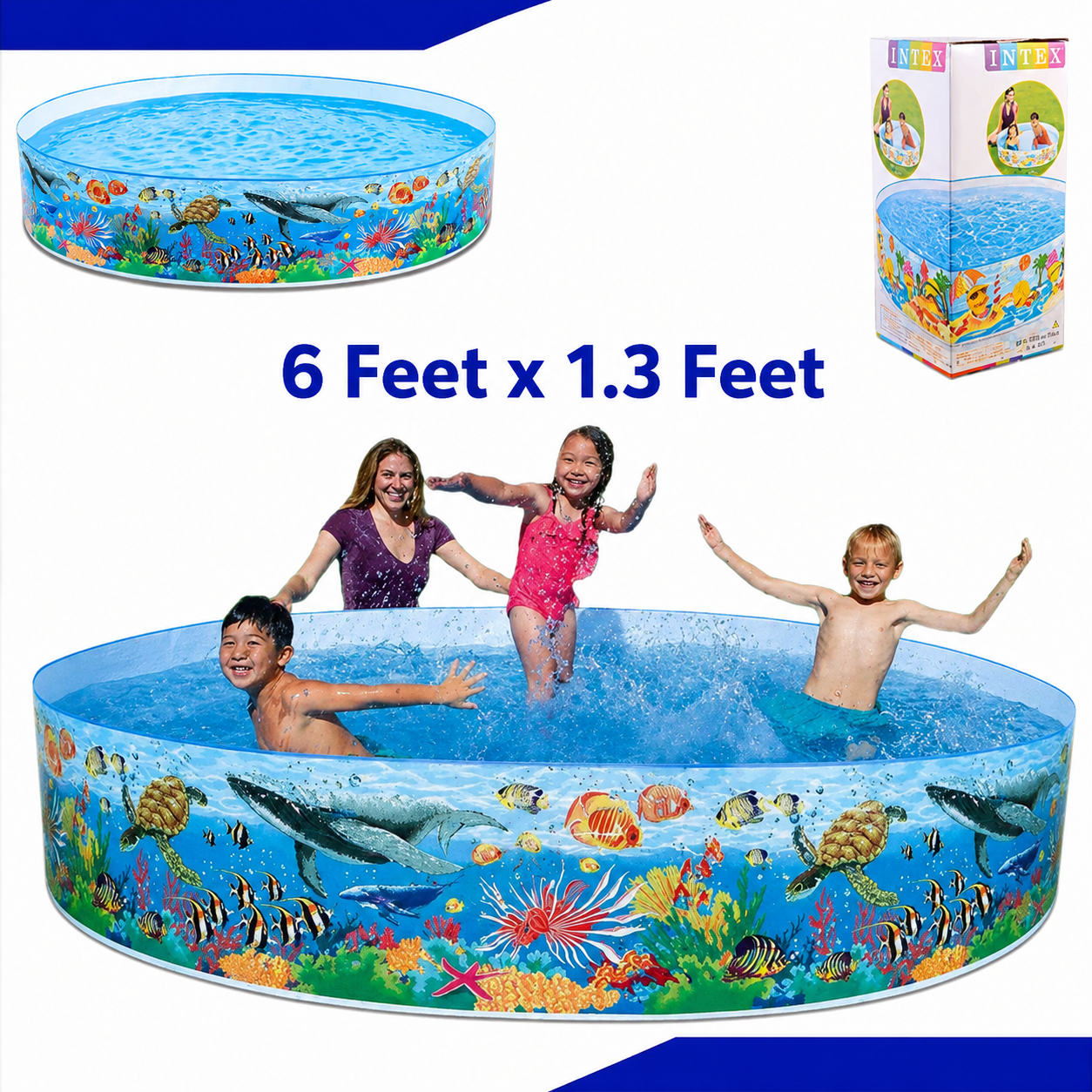 INTEX Swimming Pool | Non-Inflatable | Without Air for kids - SIZE (4FT - 5FT - 6FT - 8FT)