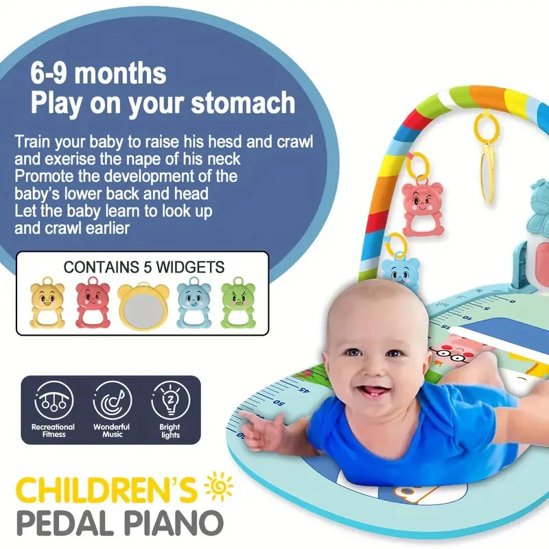 Children's Pedal Piano Mat | Baby Musical Play Gym Mat | 3in1 Gym Rack For Baby