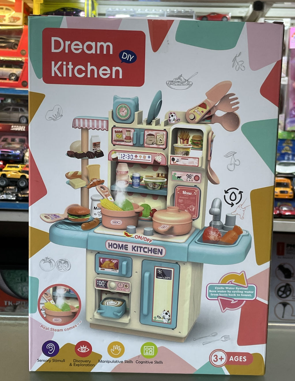 Realistic Mini Dream Kitchen with Light Spray | Food Table Cooking Kitchen Set