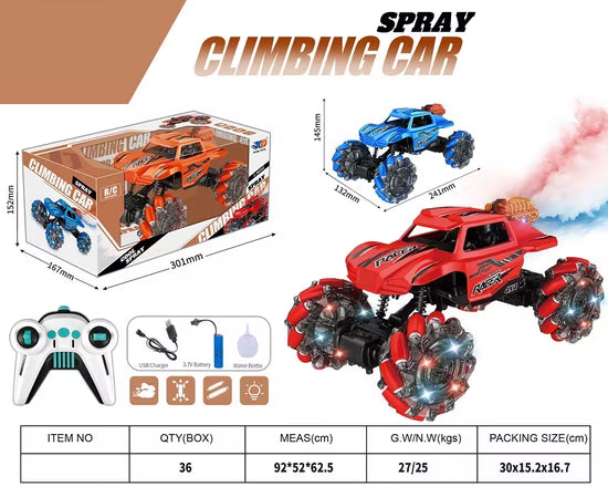 RC Climbing Drift Truck Off-Road Vehicle | 2.4G RC with Light & Smoke | Roller Tire Design 360°