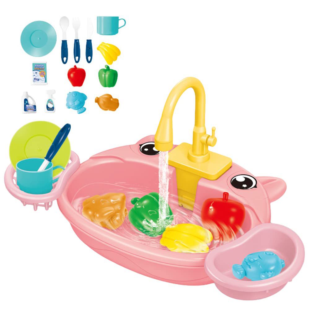 Animal Kitchen Sink with Running Water | Animal Wash Basin Play Water Toy for Kids