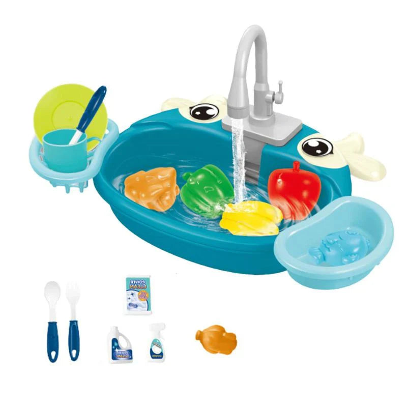 Animal Kitchen Sink with Running Water | Animal Wash Basin Play Water Toy for Kids