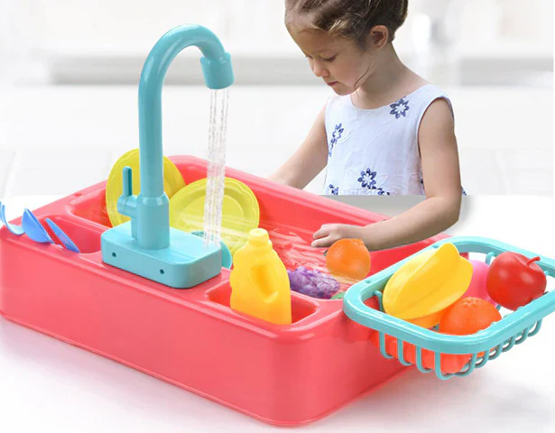 Kitchen Sink Electric | Dishwasher Kitchen Sink toy with Running Water