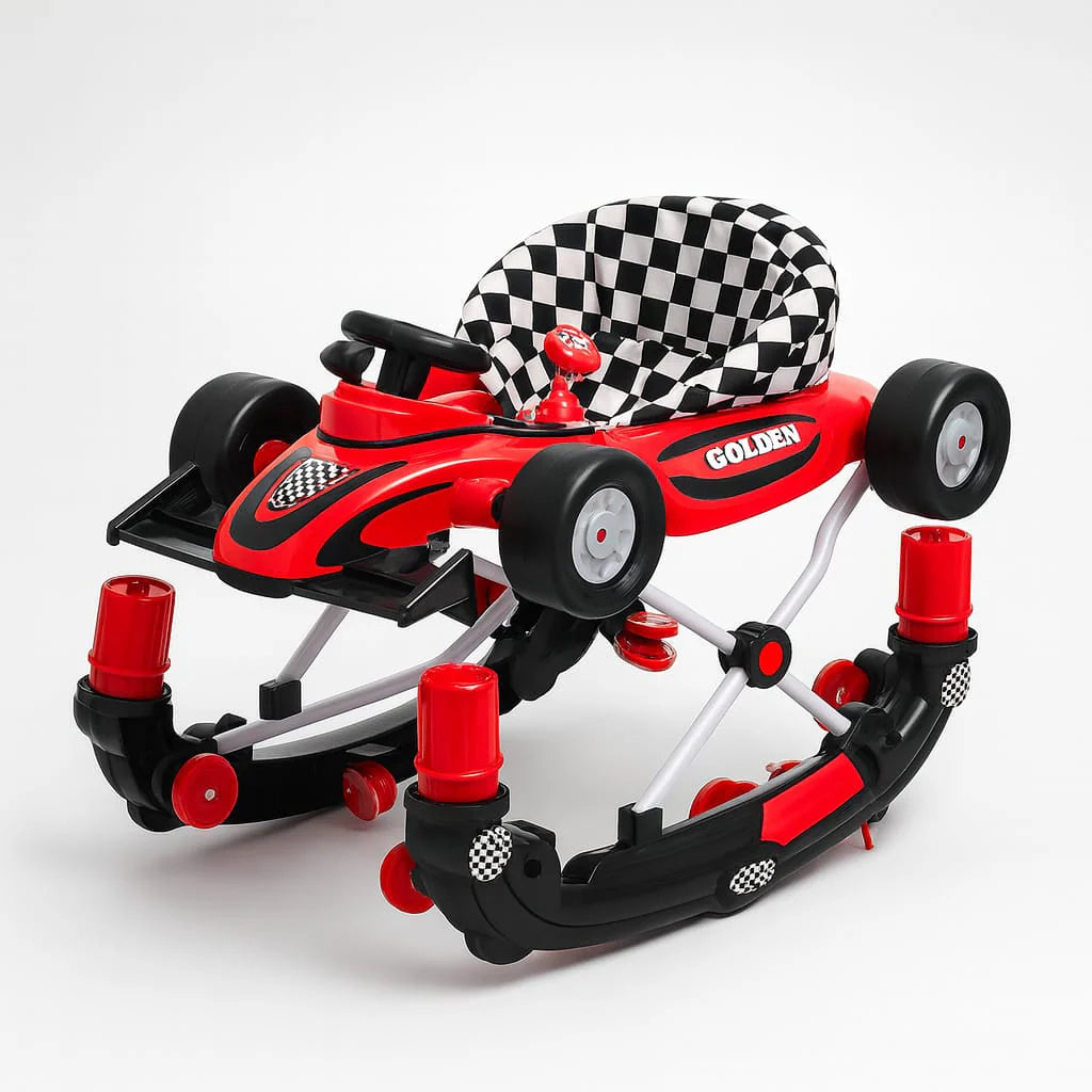 2 in 1: Formula 1 Car Rocker + Baby Walker | F1 Car shape Walker with Lights & Music