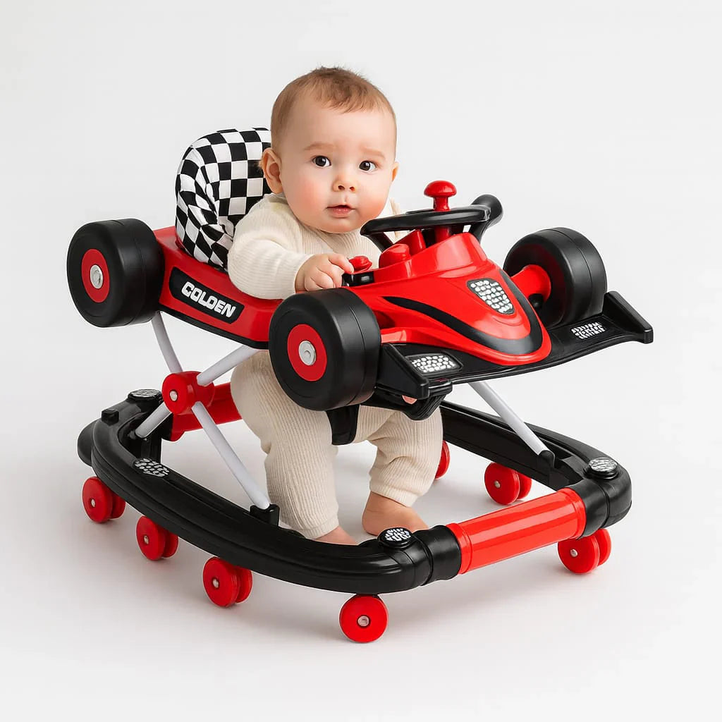 2 in 1: Formula 1 Car Rocker + Baby Walker | F1 Car shape Walker with Lights & Music