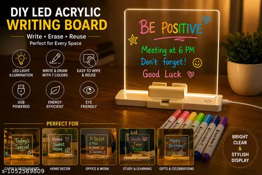 DIY LED Acrylic Board  | 3-D Magic Drawing Board | Reusable Light Up  Board for Kids